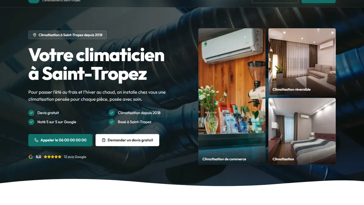 Exemple de site : climaticien à saint-tropez