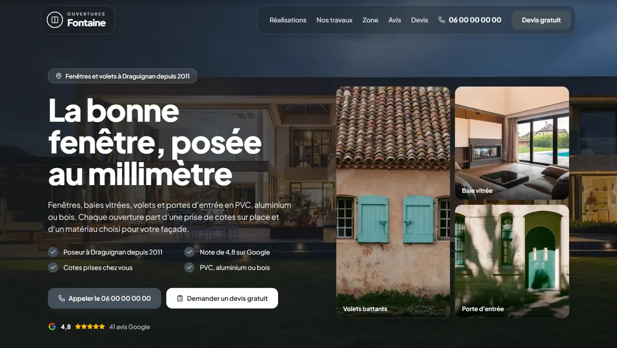 Exemple de site : fenêtres et volets à draguignan